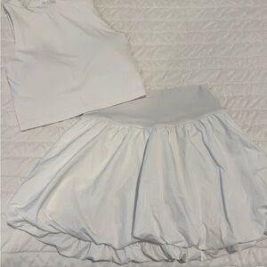 aerie White Bubble Skirt - Flared Skater Style
